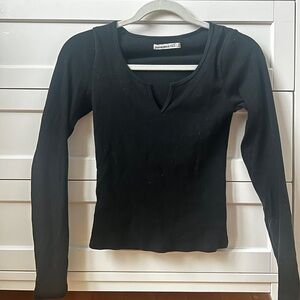 Abercrombie & Fitch Black V-Neck Long Sleeve Top